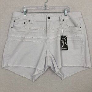 New Rampage White Lace Detail Frayed Hem Sophie Jean Shorts size 20W Coastal